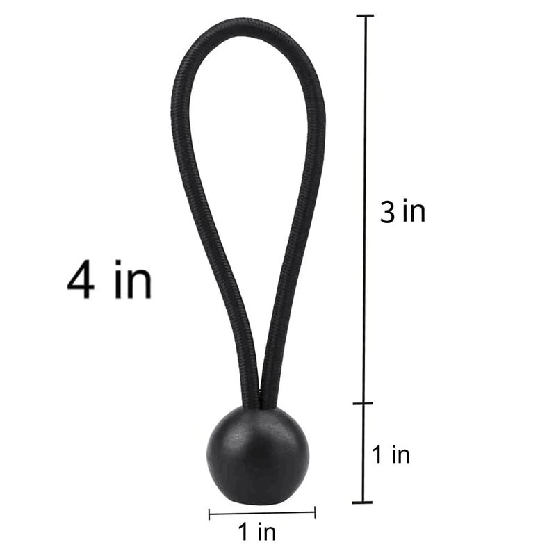 AOPRIE 30 Pack Bungee Balls, Black Ball Bungee Heavy Duty Heavyweight 4 inches Tarp Bungee Cords, Weather Resistant Tie Down Strap 4mm Thickness - for Camping, Tents, Cargo, Holding Wire and Hoses - Image 2